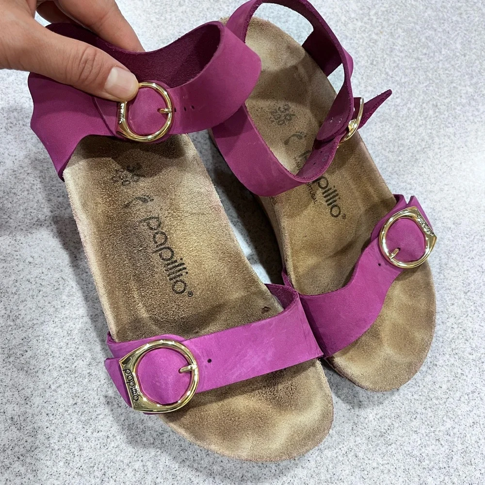 Birkenstock Soley Papillio Sandals Womens 6 or 230 Purple/Pink Wedge Ankle Strap - Picture 4 of 16